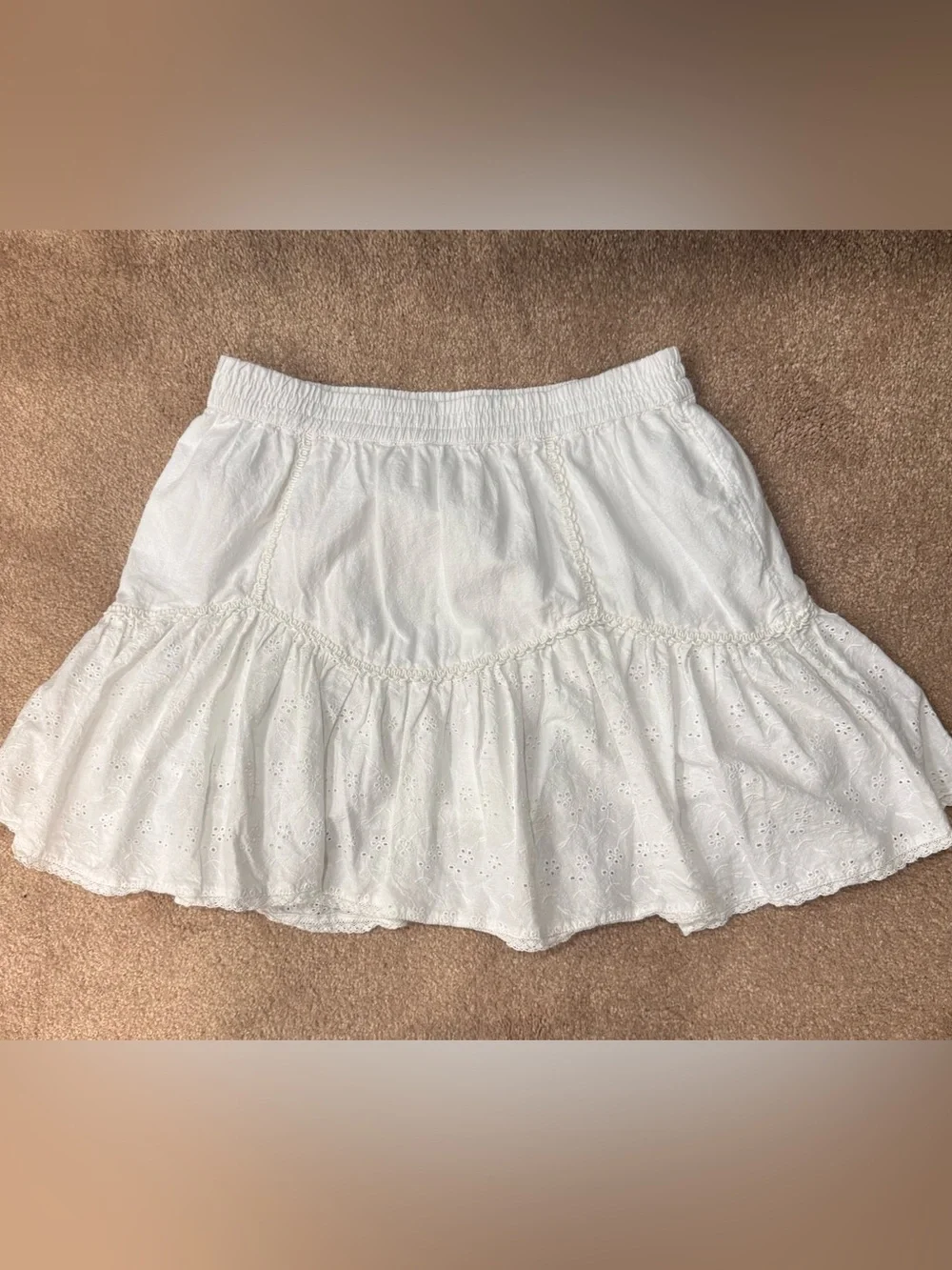 Jessica Simpson White Eyelet Tiered Mini Skirt
